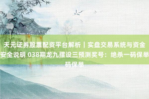 天元证券股票配资平台解析｜实盘交易系统与资金安全说明 038期龙九摆设三预测奖号：绝杀一码保举