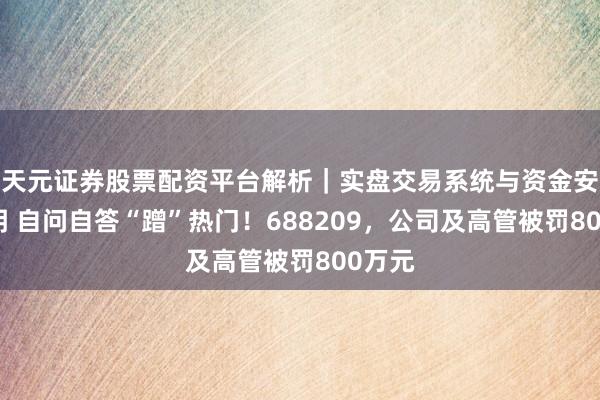天元证券股票配资平台解析｜实盘交易系统与资金安全说明 自问自答“蹭”热门！688209，公司及高管被罚800万元
