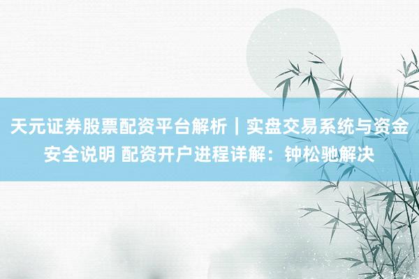 天元证券股票配资平台解析｜实盘交易系统与资金安全说明 配资开户进程详解：钟松驰解决