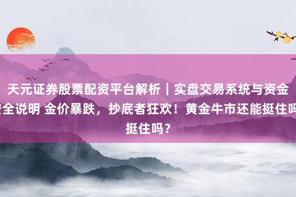 天元证券股票配资平台解析｜实盘交易系统与资金安全说明 金价暴跌，抄底者狂欢！黄金牛市还能挺住吗？