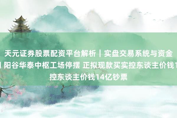 天元证券股票配资平台解析｜实盘交易系统与资金安全说明 阳谷华泰中枢工场停摆 正拟现款买实控东谈主价钱14亿钞票